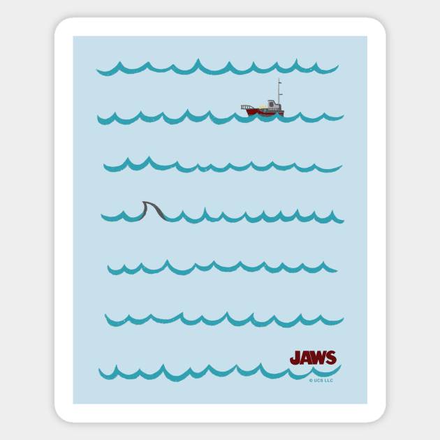 Jaws Shark Minimalist Waves Sticker by Steph Calvert Art